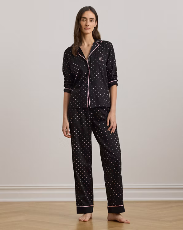 Polka-Dot Cotton-Blend Sateen Sleep Set