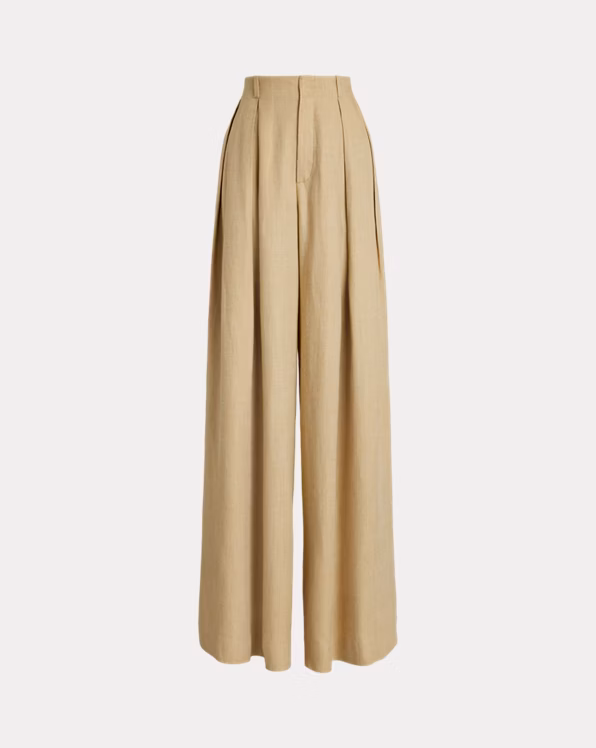 Greer Silk-Linen Twill Pleated Trouser