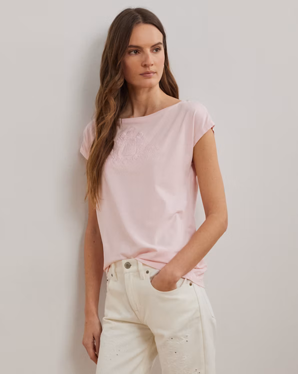 Beaded-Logo Cotton Jersey T-Shirt