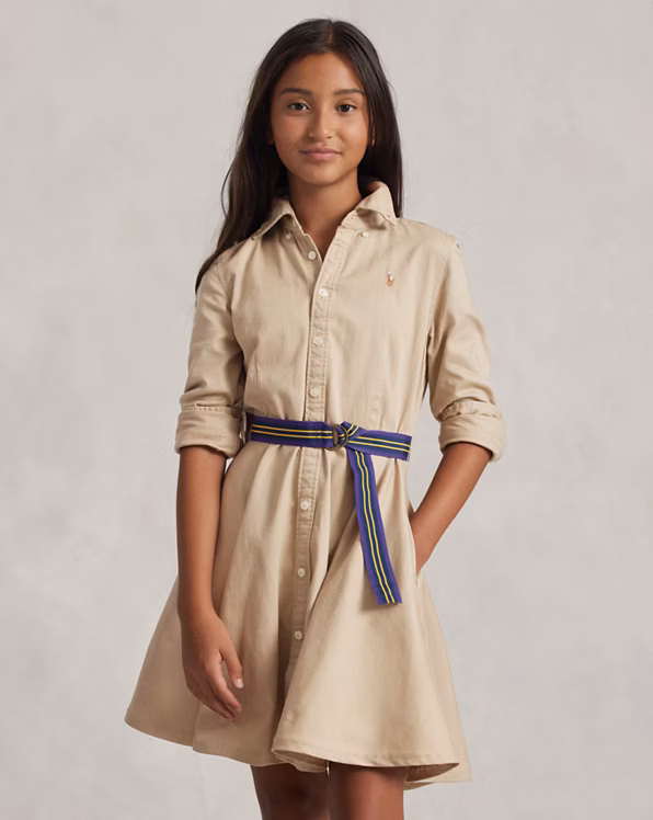Belted Cotton Chino Shirtdress