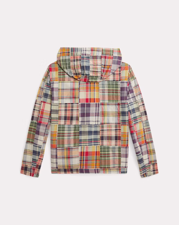 Patchwork Madras Hooded Shirt Jacket