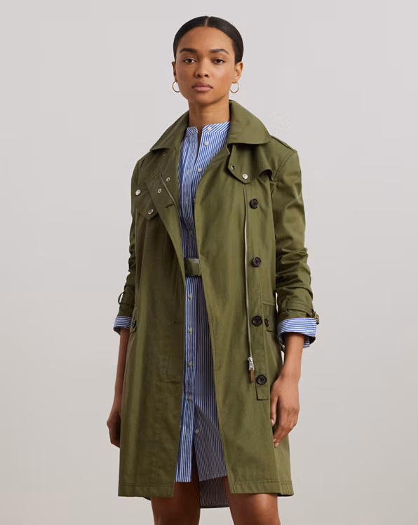 Belted Cotton Twill Trench Coat