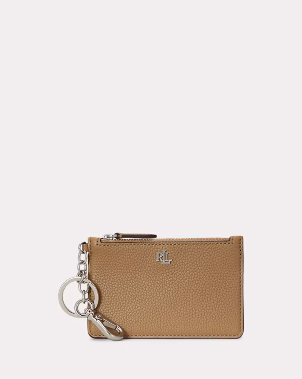 Pebbled Leather Zip Card Case