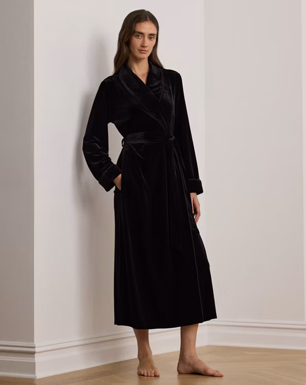 Velvet Long Shawl-Collar Robe
