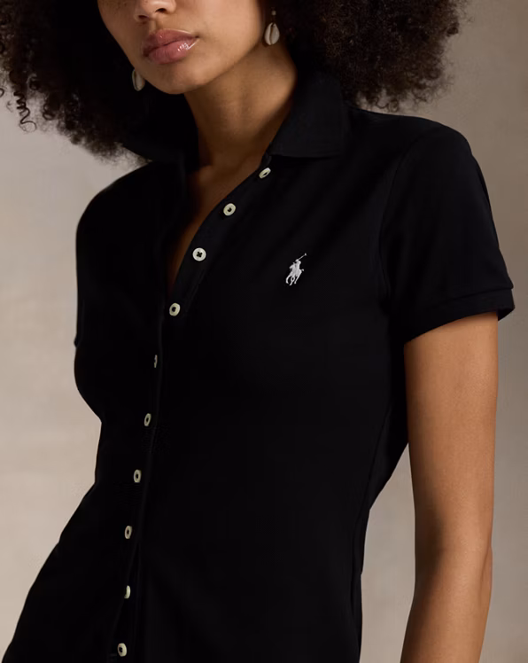 Buttoned-Placket Polo Shirt