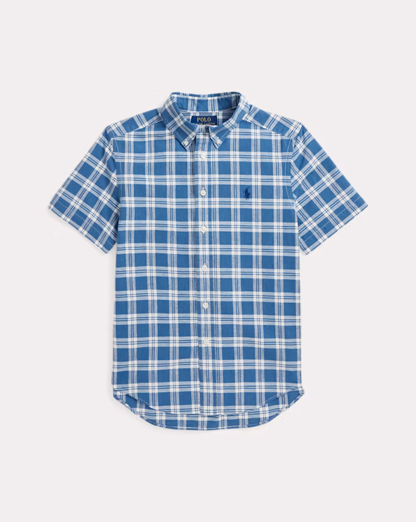 Plaid Cotton Short-Sleeve Shirt