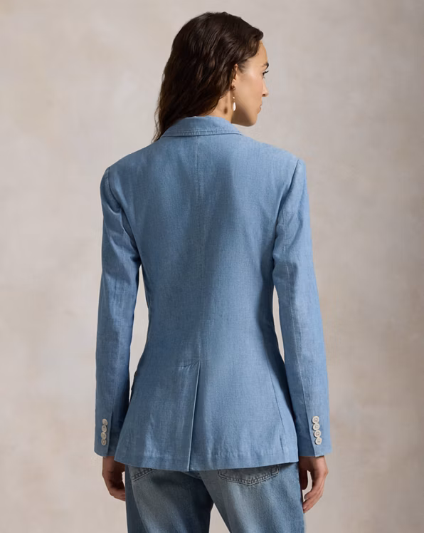 Double-Breasted Chambray Blazer