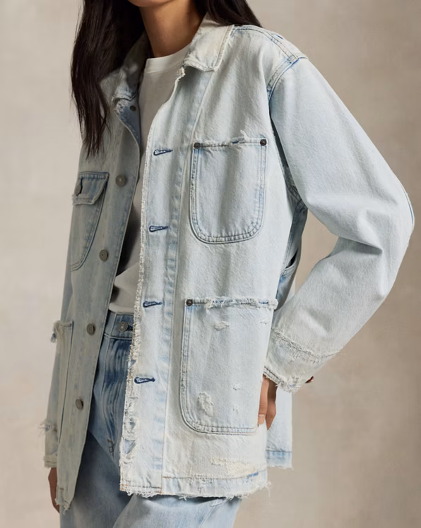 Distressed Denim Utility Jacket