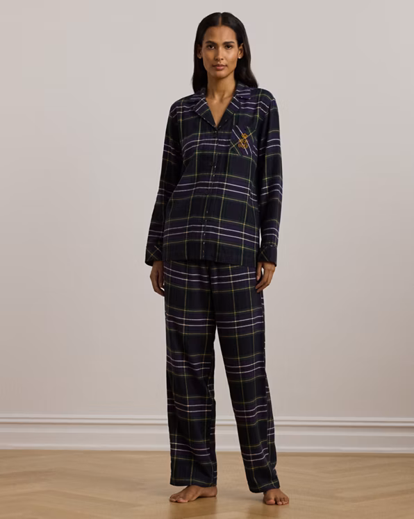 Plaid Herringbone Twill Sleep Set