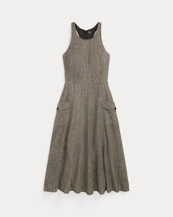 Herringbone Tweed Racerback Dress