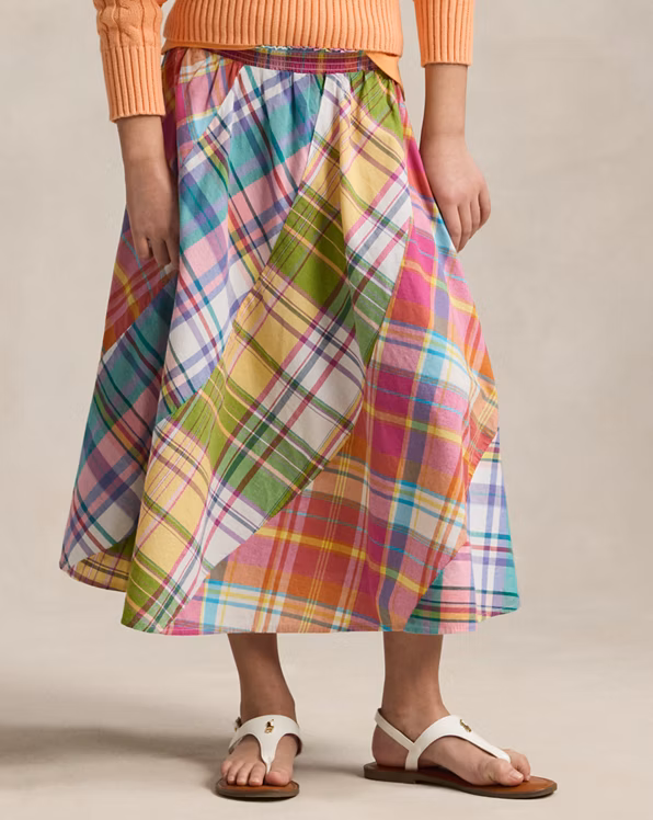 Plaid Cotton Madras Skirt