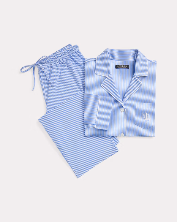 Striped Cotton Jersey Capri Sleep Set