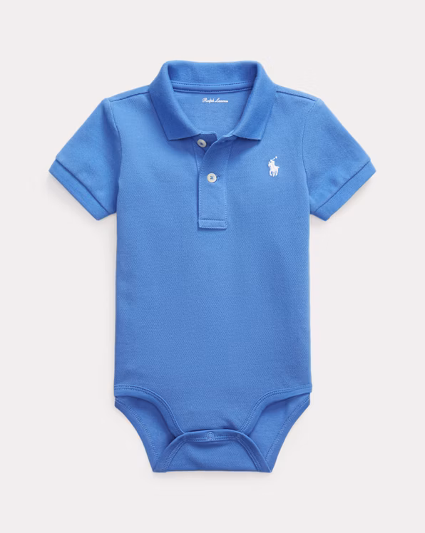 Cotton Mesh Polo Bodysuit