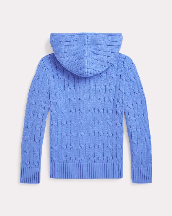 Cable Cotton Hooded Full-Zip Jumper