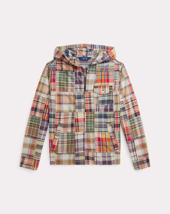 Patchwork Madras Hooded Shirt Jacket