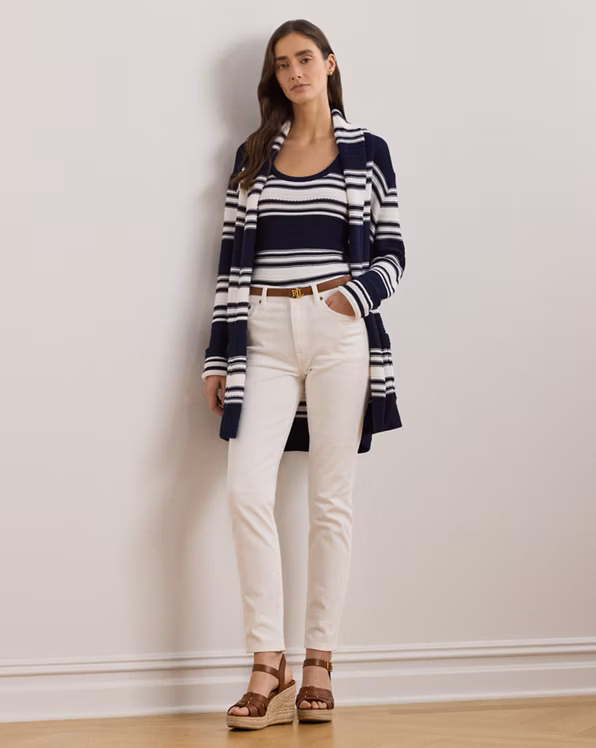 Striped Cotton-Blend Jumper Tank Top