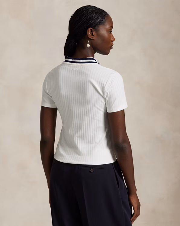 Slim Fit Rib-knit Polo Shirt