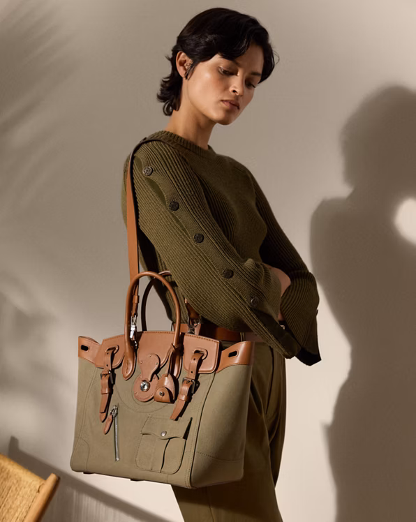 Soft Ricky 33 Calfskin-Trim Canvas Bag