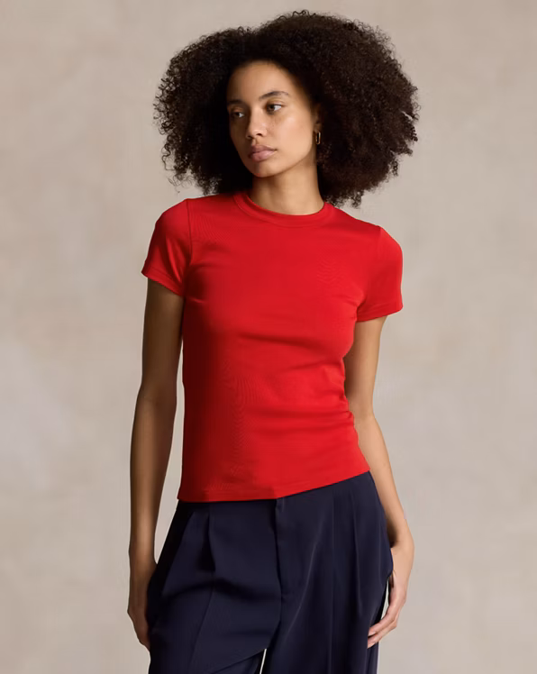 Slim Fit Rib-Knit Cotton Tee