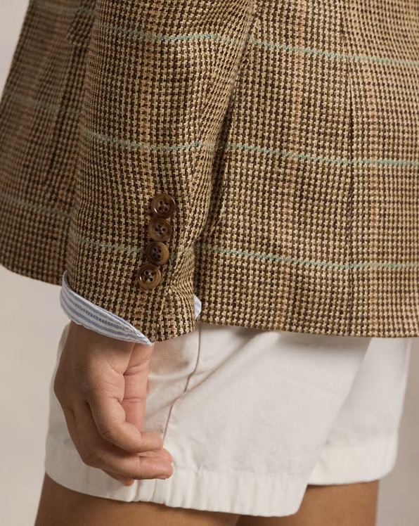 Linen-Silk Herringbone Blazer