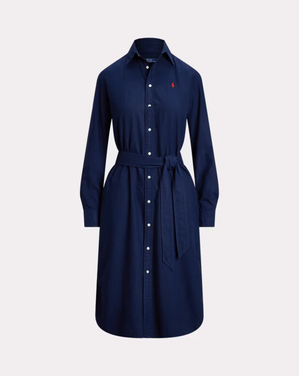 Cotton Oxford Belted Shirtdress