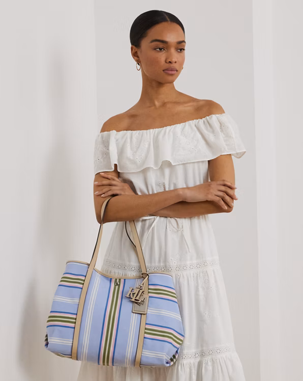 Striped Twill Large Emerie Tote