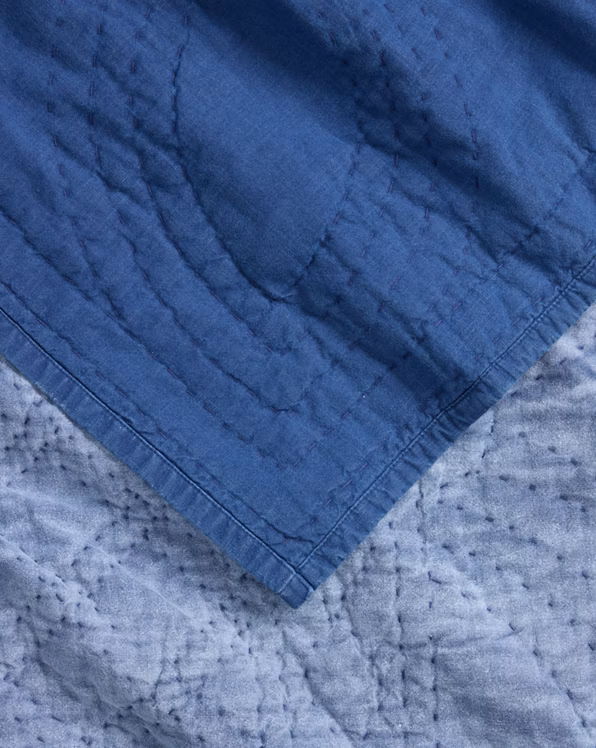 Hand-Embroidered Indigo Quilt