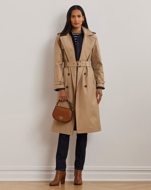 Double-Breasted Cotton-Blend Trench Coat