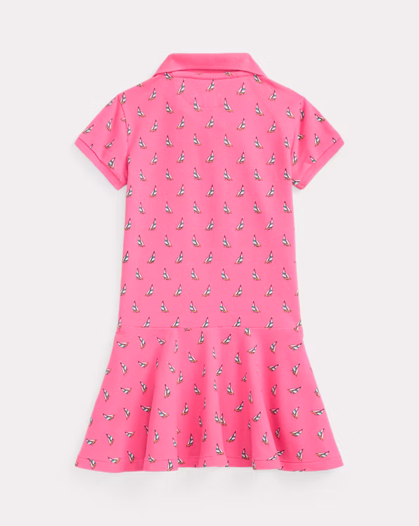 Sailboat-Print Stretch Mesh Polo Dress