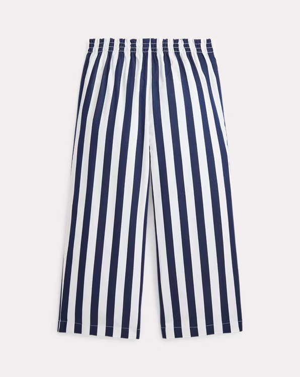 Striped Cotton Dobby Wide-Leg Trouser