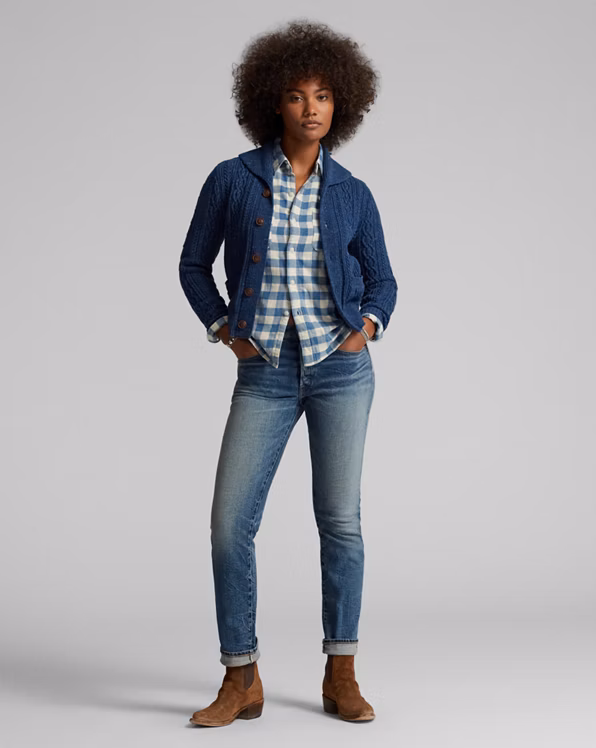 Cable Cotton-Wool Shawl Cardigan