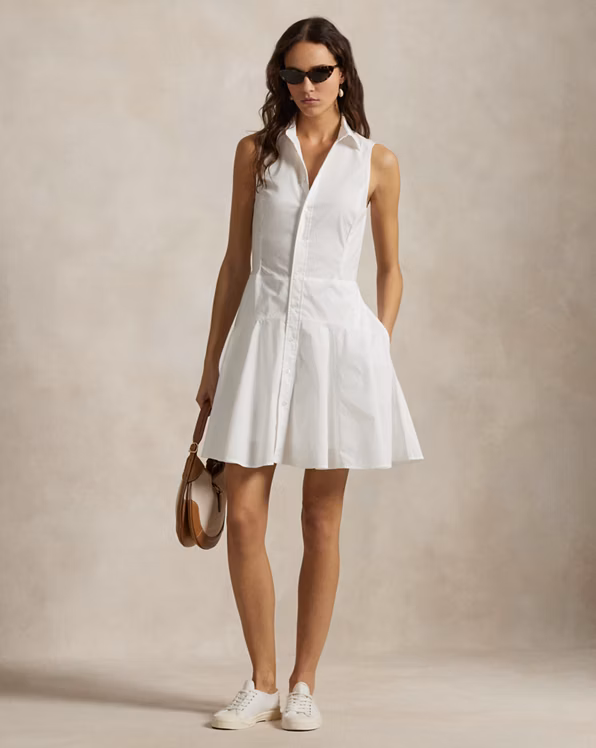 Panelled Sleeveless Shirtdress