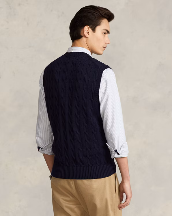 Cable-Knit Cotton Sleeveless Jumper