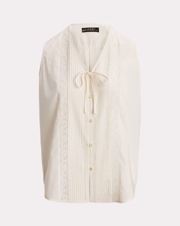 Embroidered Voile Sleeveless Blouse