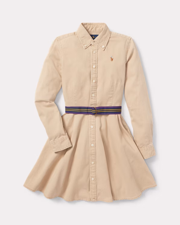 Belted Cotton Chino Shirtdress