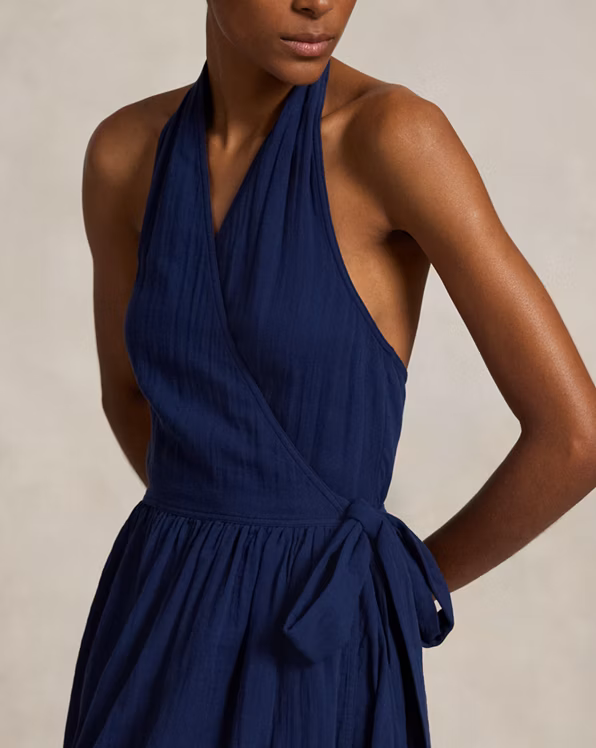 Cotton Halter Wrap Dress