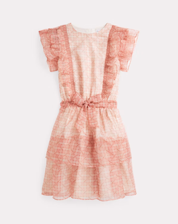 Floral Plaid Organza Dress