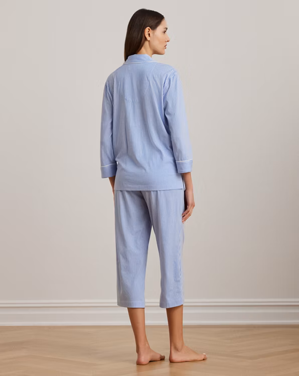 Striped Cotton Jersey Capri Sleep Set