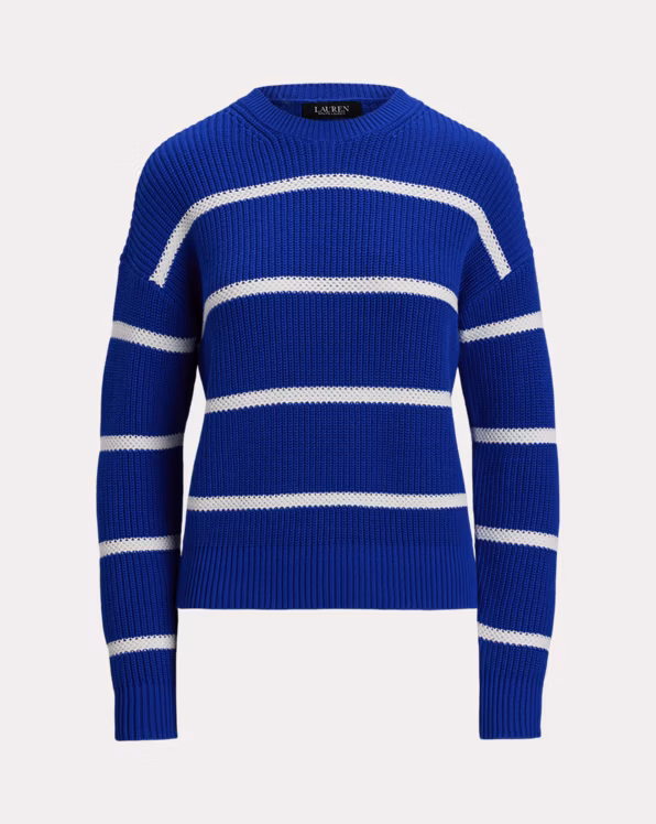Striped Rib-Knit Cotton Crewneck Jumper