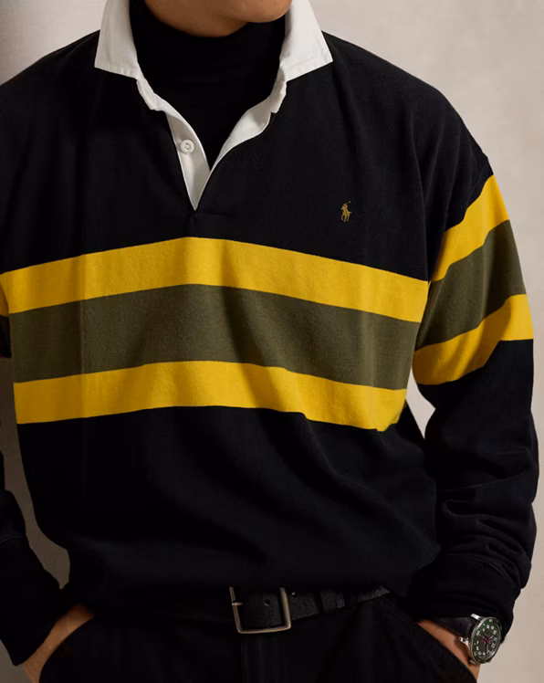 Classic Fit Striped Jersey Rugby Shirt