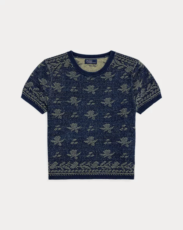 Floral Cotton Short-Sleeve Jumper