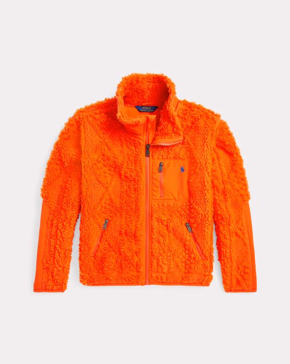 Cable-Motif Teddy Fleece Hybrid Jacket