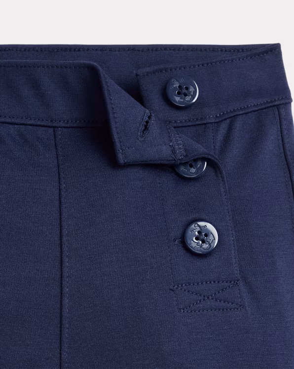 Buttoned Ponte Wide-Leg Trousers