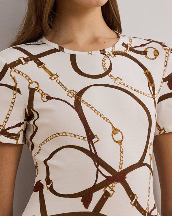 Belting-Print Cotton-Blend Crewneck Tee