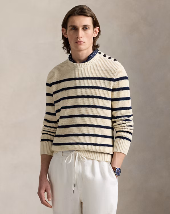 Striped Cotton-Linen Jumper