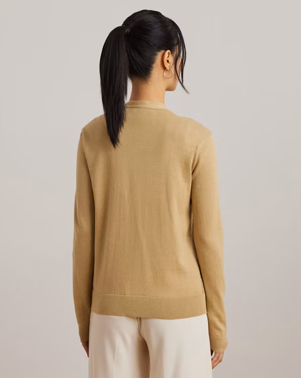 Herringbone & Jersey V-Neck Cardigan