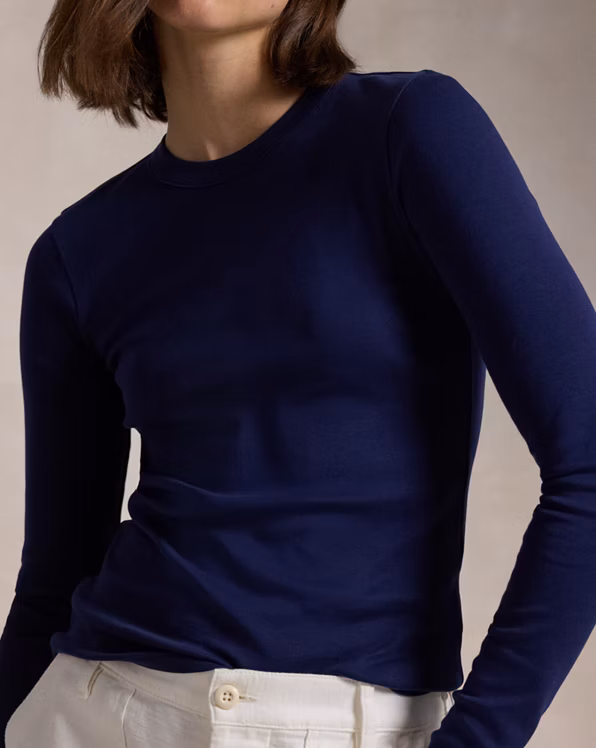 Slim Fit Cotton Long-Sleeve Tee