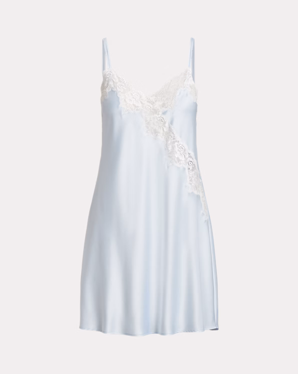 Double-Strap Lace-Trim Satin Chemise