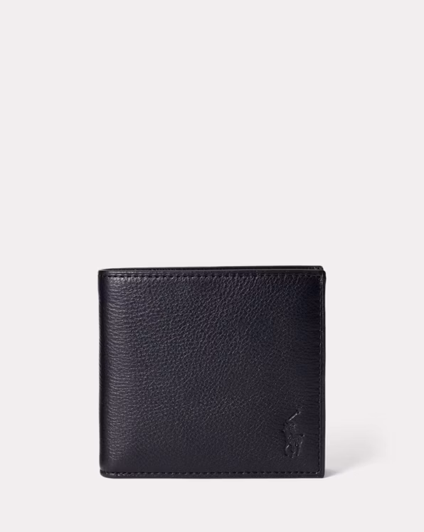 Pebbled Leather Billfold Coin Wallet