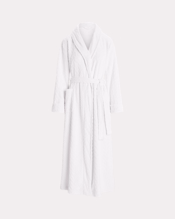 Aran-Clipped Long Shawl-Collar Robe
